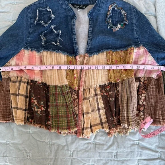 Young Threads Patchwork Cotton Jacket, Cropped, XL - Picture 8 of 9